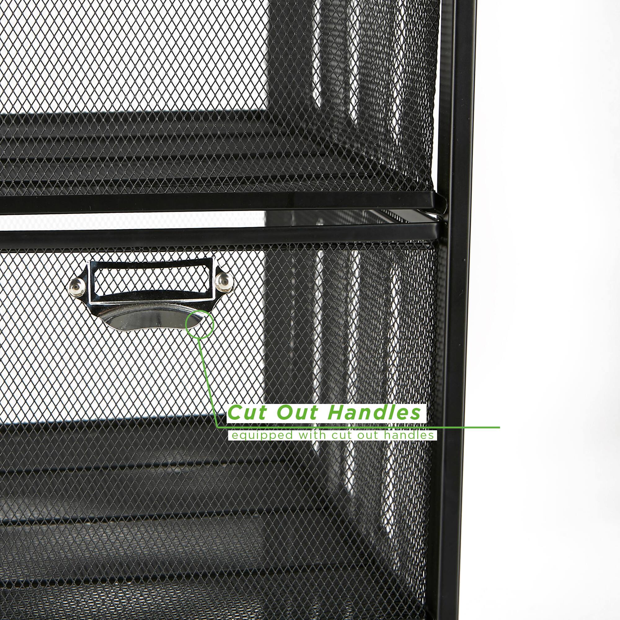 Mind Reader Black 3 Drawer Rolling File Cabinet